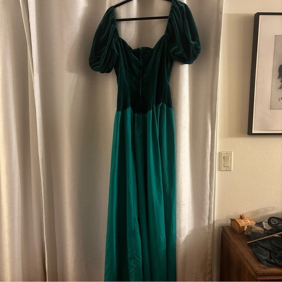 Vintage House of Bianchi Emerald Green Velvet & Taffeta Dress 80's Sweetheart - Picture 9 of 10